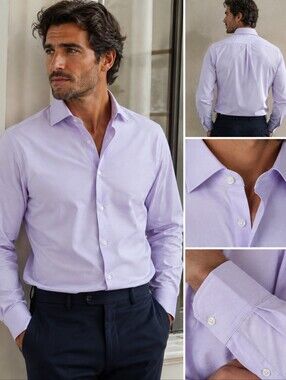 David Donahue Men's Lavender Lilac Cotton Dress Shirt 18 38/37